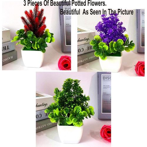BEAUTIFULL Artificial Potted Flowers/Flower/Artificial Flower/Decoration Flower. AS SEEN (3 Pieces)