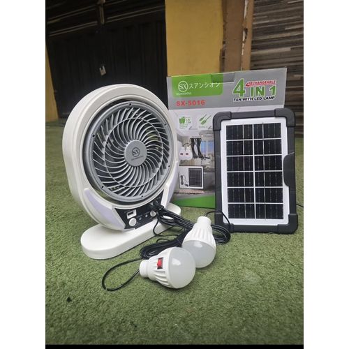 4-in-1 rechargeable table fan with led bulbs