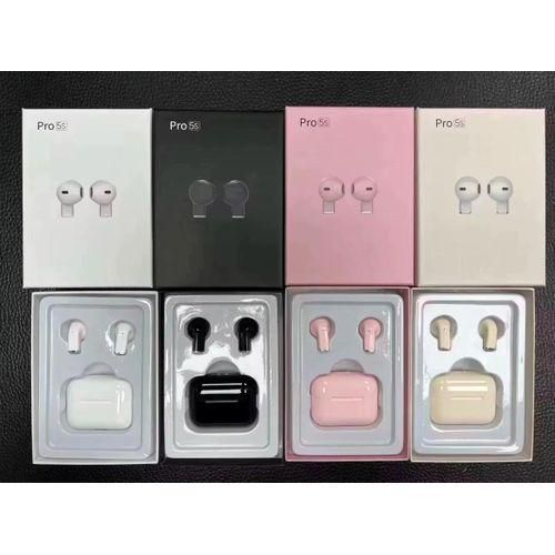 PRO 5s Wireless Fingerprint Earbuds - Noise Cancellations Earphone & EarPods. White