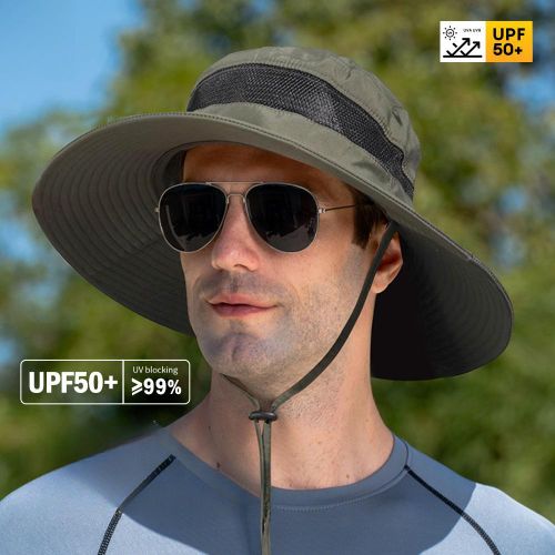 Men's Sun Hat, Anti-UV Bucket Hatt, Fisherman's Hat - olive green