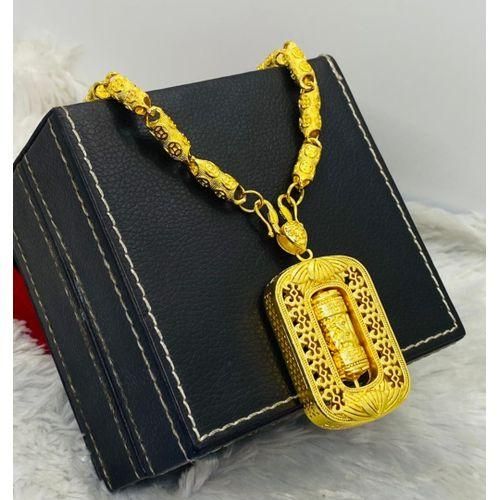 Classic Quality Iced Cuban Exclusive Gold Chain With Iced Gold Pendant
