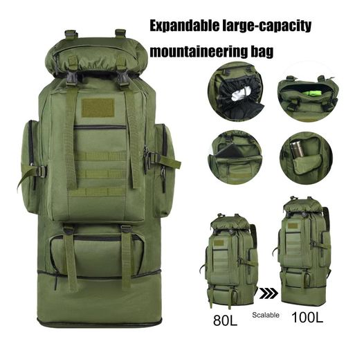 Expandable 100L Waterproof Men's and Women's Backpack -Travel Hiking Climbing Bag -Outdoor Durable Camping Bag-Large capacity Oxford cloth bag