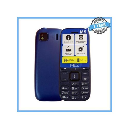 M5 Wireless FM, Torchlight, Dual SIM Mobile - Blue