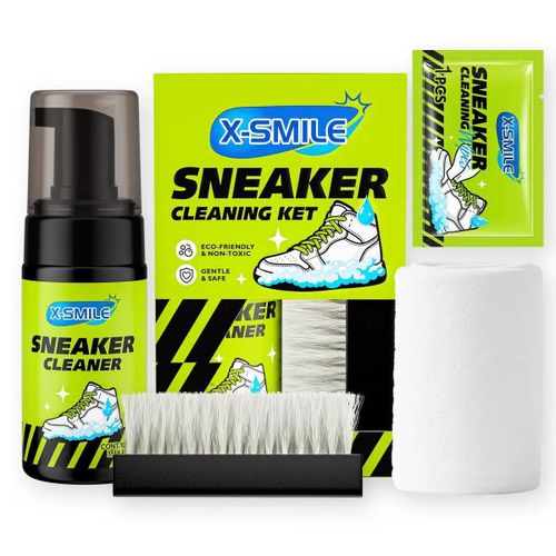 Powerful 4IN1 Sneaker Cleaning Kit, Premium Foam Shoe Cleaner & Deodorizer For White Shoes, PU & Synthetic Leather, Canvas, Mesh & Rubber Gentle, Non-Bleach Formula With Brush, Microfiber Towel & Cleaning Wipe