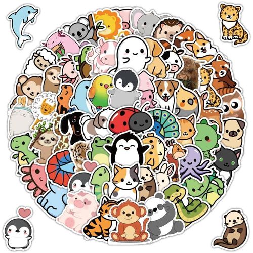 100 Pcs Animal Stickers for Kids, Cute Water Bottle Stickers for Kids Waterproof, Vinyl Laptop Kid Sticker Pack, Kid Classroom Prizes for Elementary Students