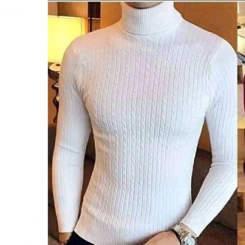 Long Sleeve Top MenWomen Turtle Neck T-Shirt Outfits-White