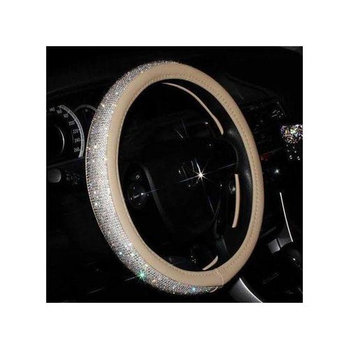Diamond Crystal Rhinestones Steering Wheel Cover Cream