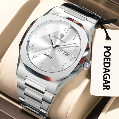 Silver Dial silver Bracelet Strap Arabic Numeral Watch