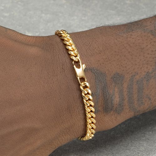18K Gold Plated Bracelet Stainless Steel Chain 5mm Width
