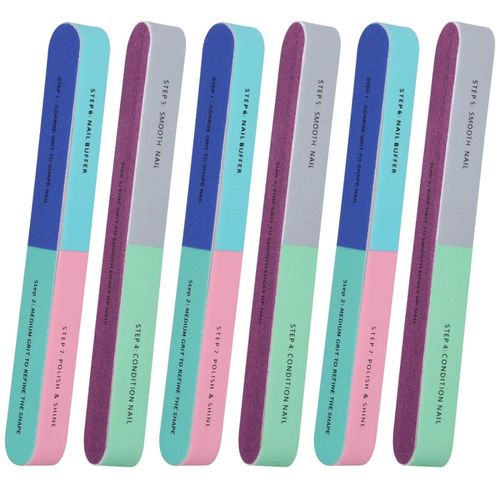 6Pack Nail Buffer Block, Nail File and Buffer for Natural Nails, 7Step AllinOne Smooth, Buff&ShineTool, WashableManicureSet