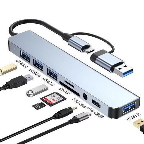 SMART CONNECTIVITY ESSENTIAL – USB C Hub, Multiport USB Adapter, 3.0 USB Splitter with USB 2.0 Ports, SD TF Card Reader, 3.5mm Audio Port, USB-C & USB-A Dual Connector for Laptop, PC, Tablet & Compatible Devices