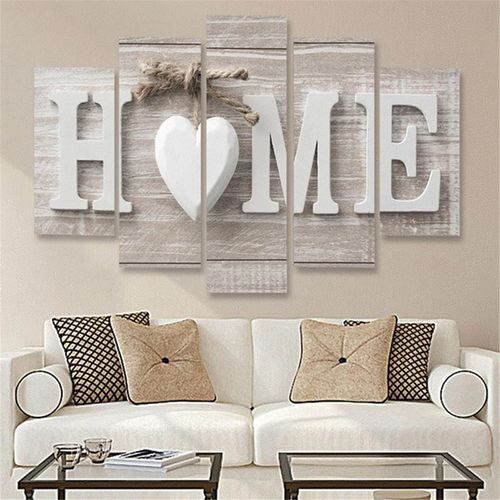 5 PCS Canvas Printing Love HOME Frameless Wall Art Pictures
