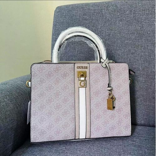 Embossed Monogram Structured Tote Handbag off-white