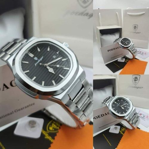 Men's Classic Quality. Black Face Silver stainless steel