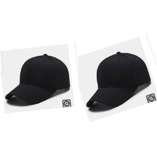 Set Of Two Plain Quality Face Caps Black