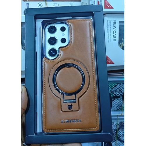 Luxury Rimbmax Leather Case for Samsung Galaxy S24 Ultra – Magnetic Ring Stand & MagSafe Compatible