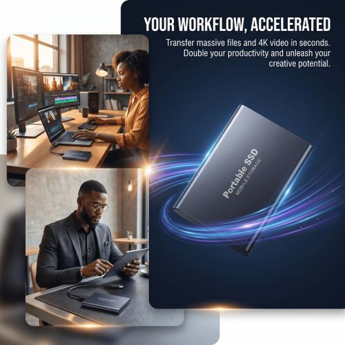 1TB External SSD - Ultra-Fast Portable Solid State Drive, High-Speed External Hard Drive for MacBook, PC, & Mobile Phone