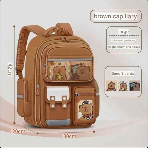 Double-Deck Big Capacity Unisex School Bag Waterproof Bagpack Student with Cartoon Stickers - High Durable Colorful Children And Student Backpack Perfect High School Kid's School Bag