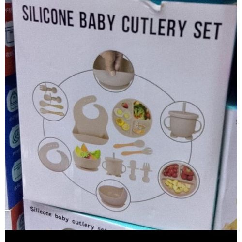 PINK color Silicone Baby Cutlery Set