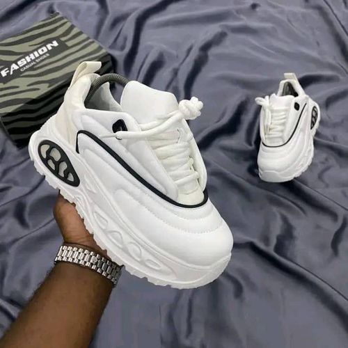Trendy Laceup Sneakers - White