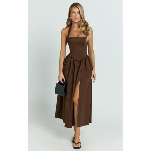 Helda Midi Dress - Halter Tie Neck Corset Panel Dress