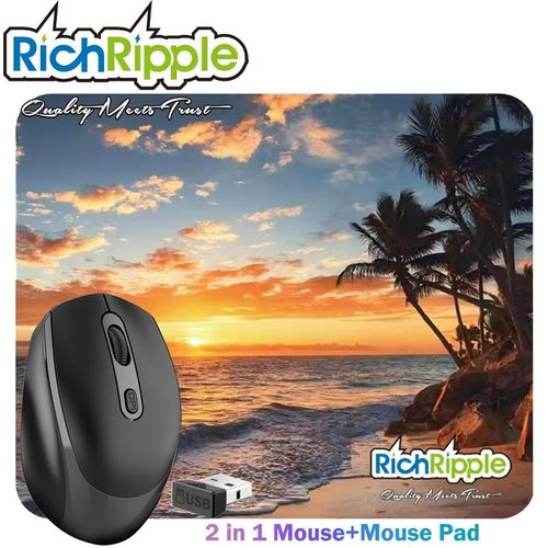2 in 1 2.4G Wireless Dual-mode Bluetooth Mouse Wireless Rechargeable Mouse with mouse pad 3-Level DPI and Ergonomic Design for Office, Library