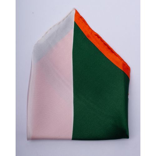 Men’s Green, Cream & Orange Pocket Square
