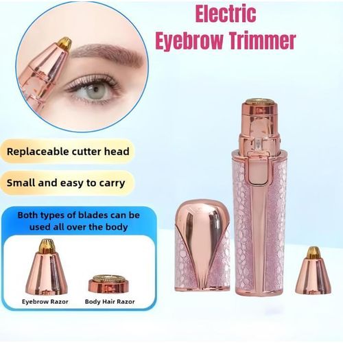 Portable 2 IN 1 Women E-pilator Electrical Remove Facial E-pilator,Rechargeable Eyebrow Shape for Women, Face Lips Body Painless Facial Razor with Built-in LED Light USB-Pink