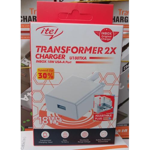 Transformer 2X Charger U180TKA - 18W Fast Charger with USA-A Port and Foldable Plug