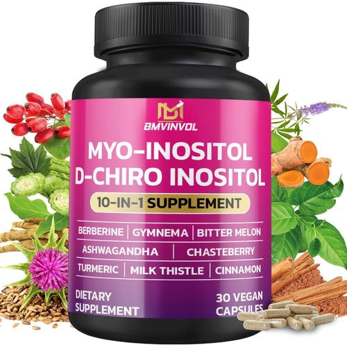 Inositol Supplement - Myo-Inositol and D-Chiro Inositol Ideal 40:1 Ratio - Plus Berberine, Cinnamon, Ashwagandha + 5 More - 30 Capsules
