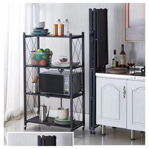 Sturdy 4 Layers Metal Shelf- Foldable Storage Organizer Rack