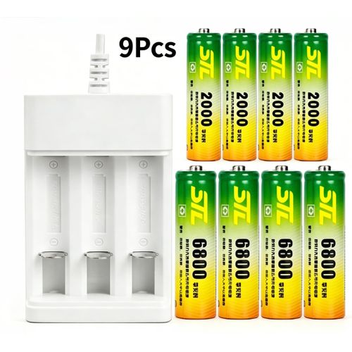 AA AAA Rechargeable Battery Set, USB Battery Charger, 1.2V Rechargeable Cell, 4 Slots Charger With 4AA And 4AAA Batteries
