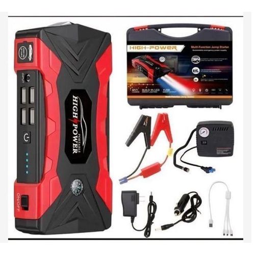 High Power 12V Lightweight Car Jump Starter, Tyre Inflator, Emergency Power Bank, LED Light 99800mAh
