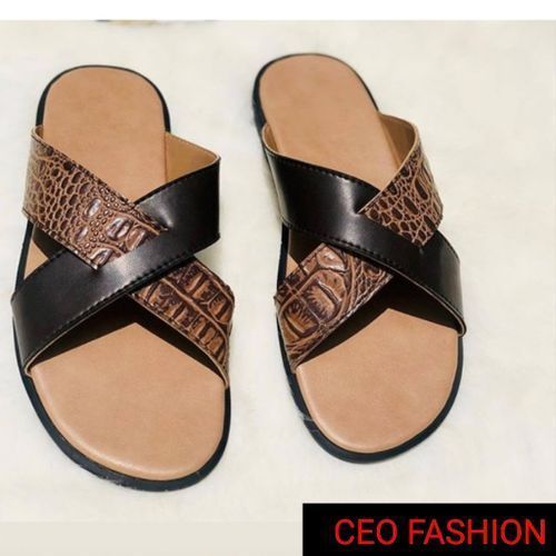 Trending Mature Brown Leather Slippers