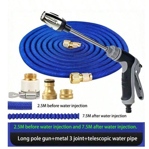 Portable Washer Car High-Pressure Cleaner Garden Hose, Turbo-washer for Garden Hose, Non-Slip Grip Water Gun Turbo washer with 3 Hose Quick Connectors, 16 Inch 1Pcs3 Connector 15M Hose - Jet High Pressure Washer Gun 2.5M Hose Expandable to 7.5Meters Hose