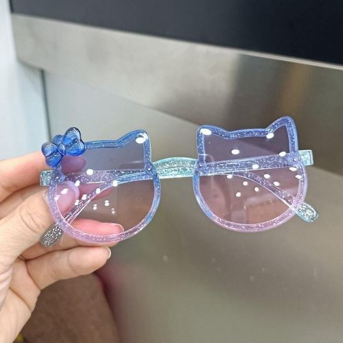 Beautiful children bear shaped anti-UV sunglasses for girls plus car shaped case bluepinky