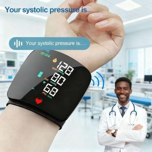 Wrist Blood Pressure Monitor, Voice Broadcast, LCD Display Digital BP Machine, Type-C Rechargeable, Heart Rate Monitor