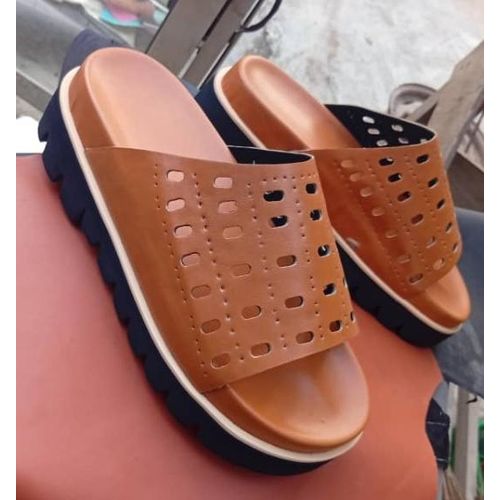 Men's Quality Leather Double Soles Slides Pam