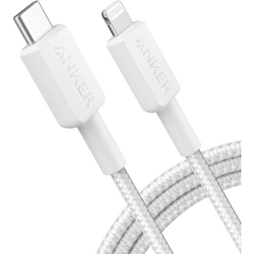 322 USB-C to Lightning Cable Black (3ft Braided) - White