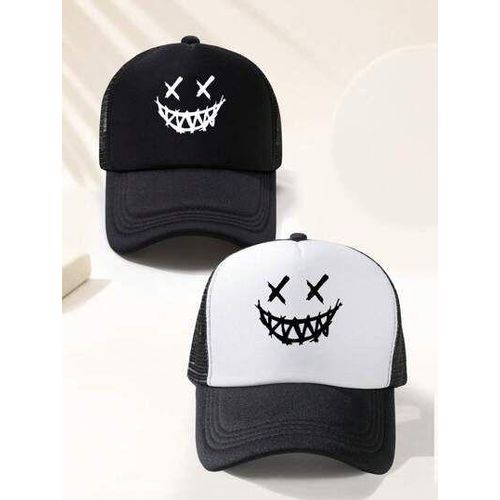 2 Pcs Smart Design Breathable Face Cap: Black & White
