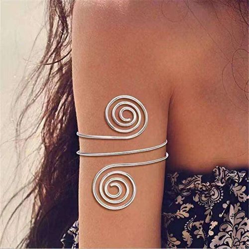 Non tanish Ladies Unique Upper Arm Cuff Bangle/bracelet-silver