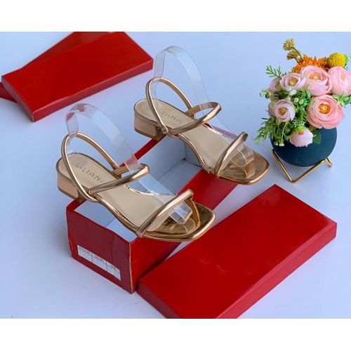 Women Low Heel Sandals Rose Gold