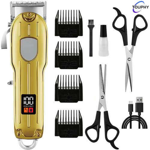 Men's Hair Clipper Electric Trimmer With LCD Display - Gold