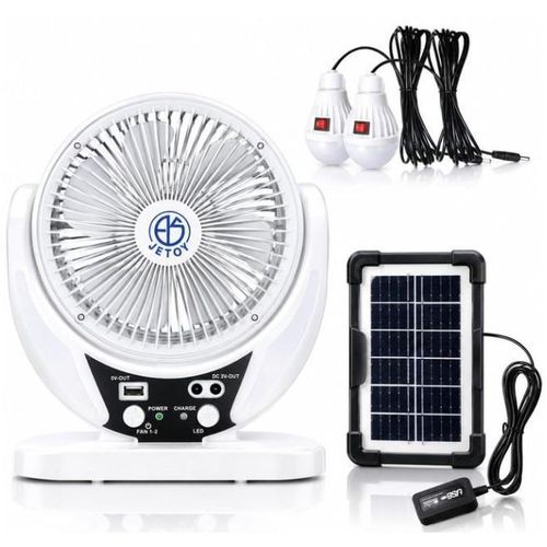 6 inches Rechargeable Table Fan +Solar Panel +Bulbs