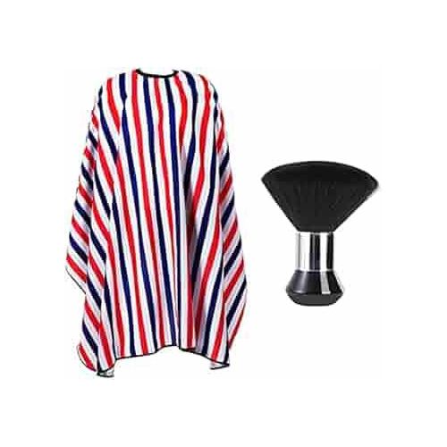 Barber Cape And Neck Duster Brush,Waterproof Polyester Salon Hair Cutting Cape (multi Stripe)