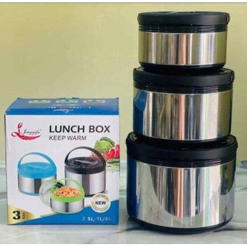 3 Layer Stainless Steel Insulated Lunch Box – Portable Food Flask Food Warmer with Handle (2.5L/5L/8L)