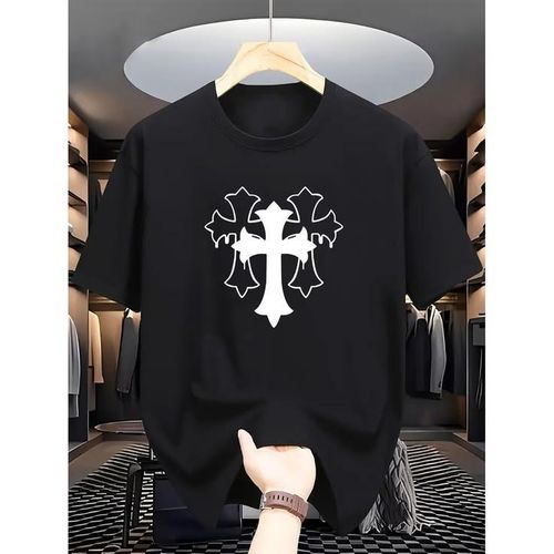 Cotton round neck tshirt black
