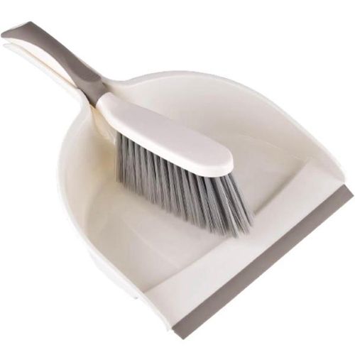 White Dustpan & Brush Set – Durable Floor Cleaning & Dust Sweeping Set