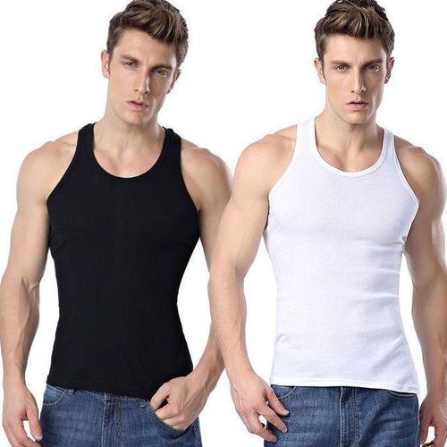 2-in-1 Unique Men's Singlet- Black and White