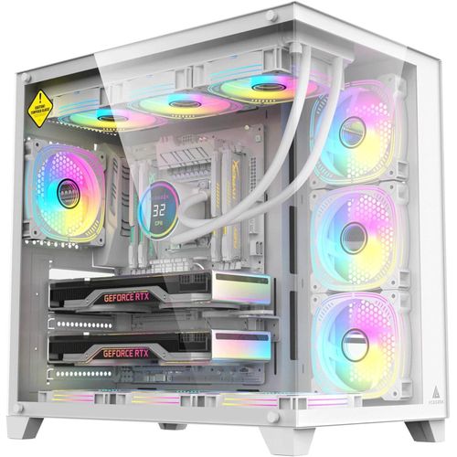 Acegeek R425 Pro white Atx Gaming Case With Type-c Usb, Dual Tempered